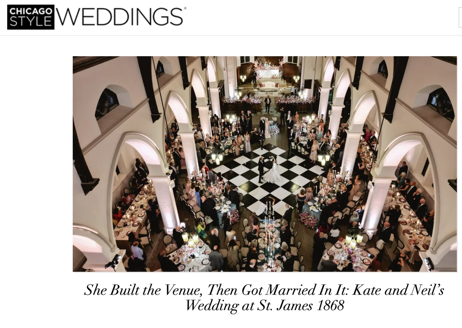 Chicago Style Weddings feature shared on Ashley's website